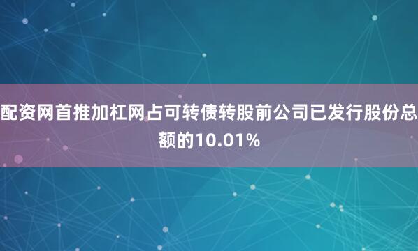 配资网首推加杠网占可转债转股前公司已发行股份总额的10.01%